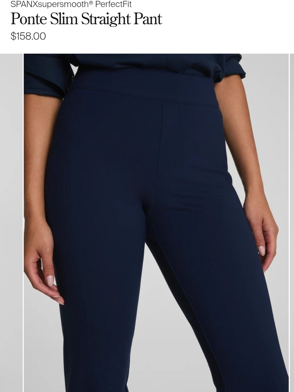 SPANX Ponte Slim Straight Pant - Navy- MED TALL